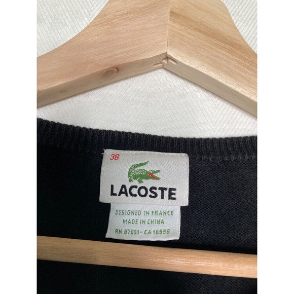 LACOSTE Mens Cotton Knit Jumper Sweater Size Small Black - Picture 10 of 11